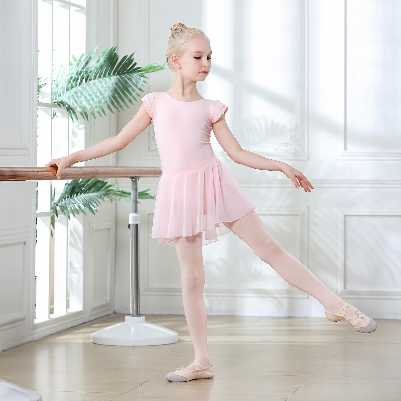 DIPUG Ballet Tights for Girls Dance Tights Toddler Thick Soft Footed Kids Pink Stockings Size 3t 4t 5t, 1 Pack