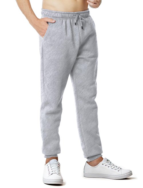 Asrlivp Mens Sweatpants with Pockets Lightweight Gym Drawstring Fleece Joggers Casual Elastic Waist Workout Pants(M,Grey)