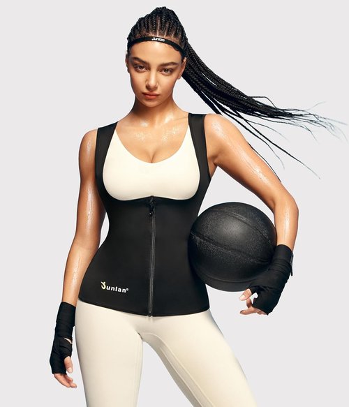 Junlan Sauna Suit - Women's Waist Trainer Vest | Sweat Tank Top Shaper with Zipper