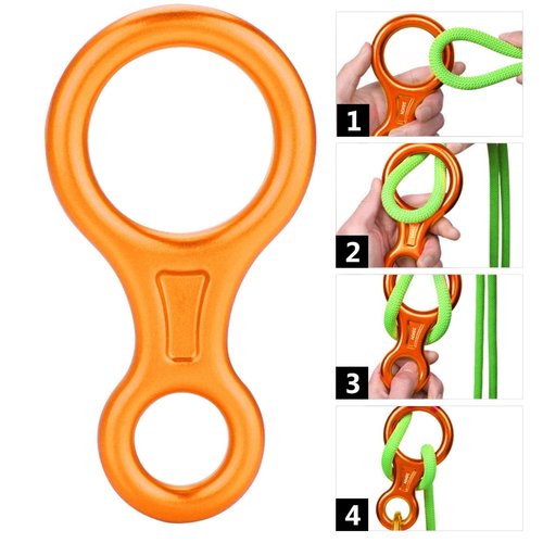 AMONIDA Climbing Ring, 35kn Aluminum Alloy Climbing Rappel 8 Ring Keep Climbing Ring, 8-13mm Hole Diameter, for Rappel System, Fire Rescue, Working Aloft(Orange)