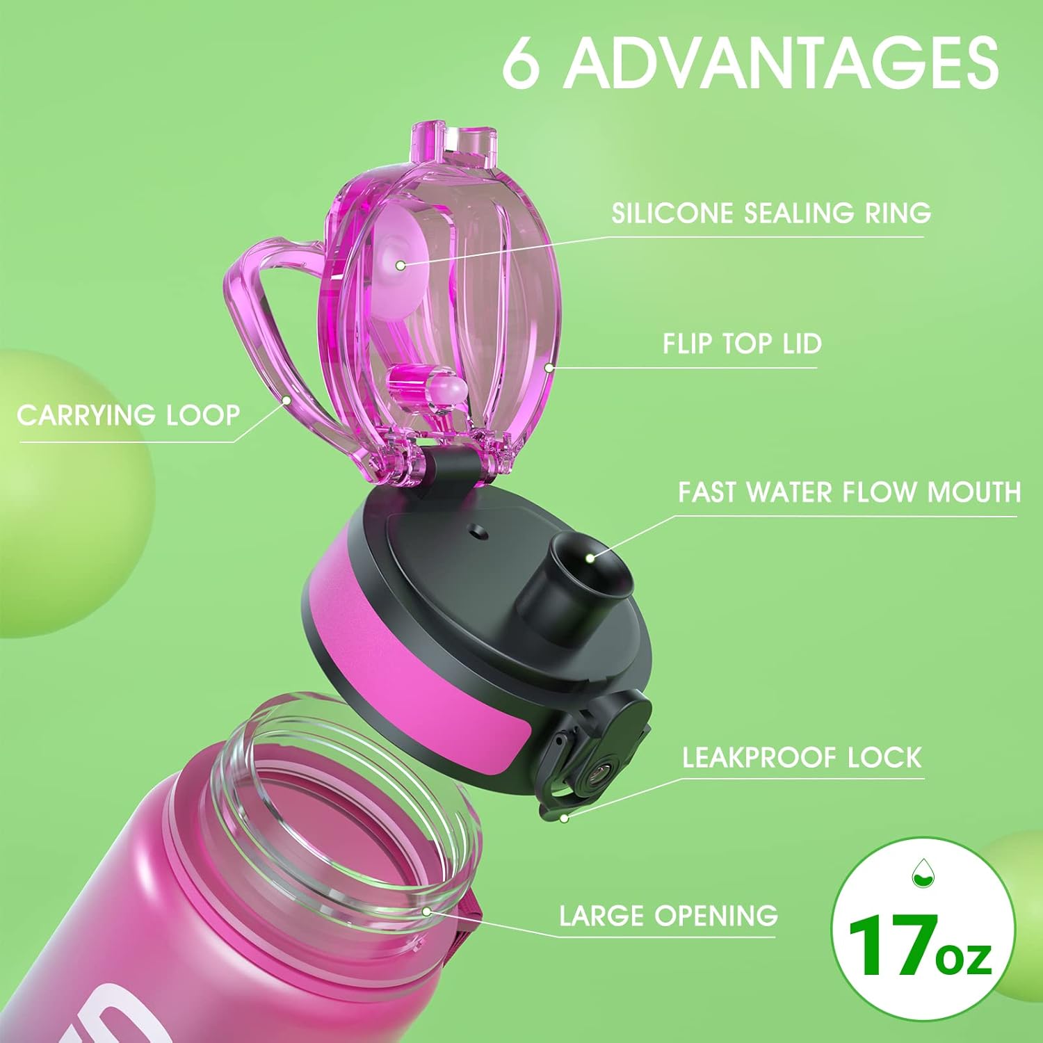Sahara Sailor Water Bottle - Durable & Leakproof Tritan Bottle with Time Marker | 32/25/17oz for Gym & Travel