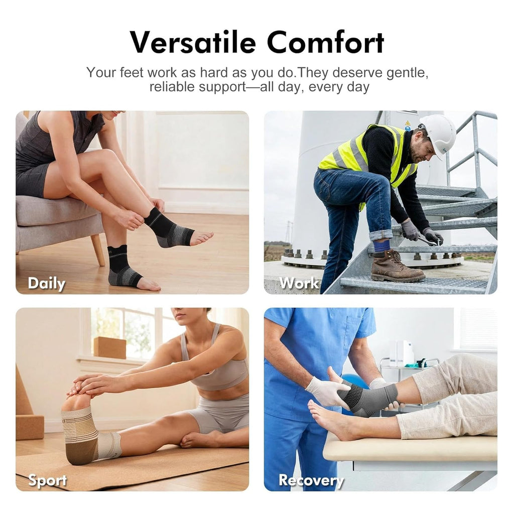 Skiennix Plantar Fasciitis Socks - Compression Ankle Brace with Arch Support for Pain Relief | Black, Medium - 6 Pairs