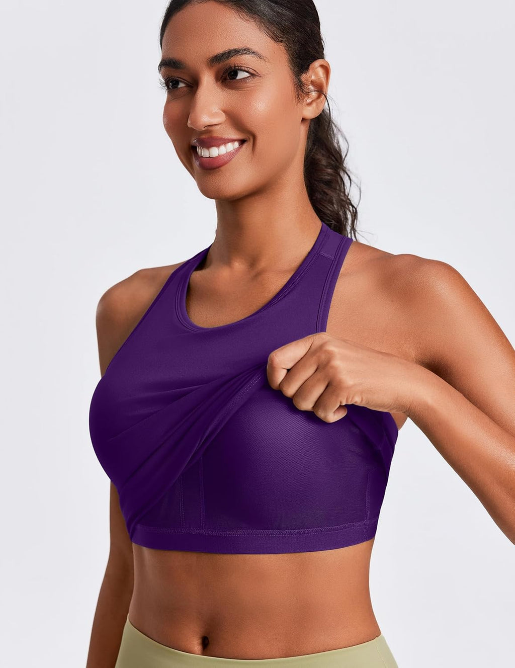 PINSPARK Workout Tops for Women - Racerback Tank with Built-In Bra | Padded Athletic Yoga Shirt