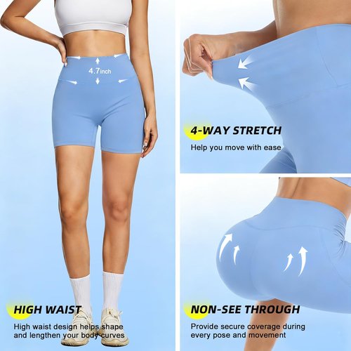 FULLSOFT High Waisted Biker Shorts for Women - Tummy Control Athletic Yoga & Workout Shorts