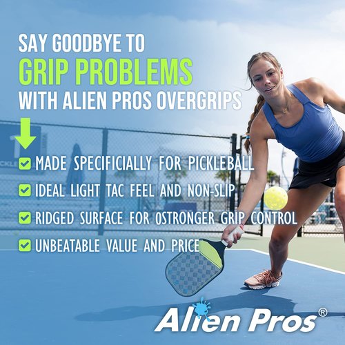 ALIEN PROS Pickleball Overgrip (4-Pack) with Ridges for Better Grip Control - Precut and Tac Feel Pickleball Grip Tape - Non-Slip Pickleball Paddle Grip Tape for High Performance (Ridged Ltac, Black)
