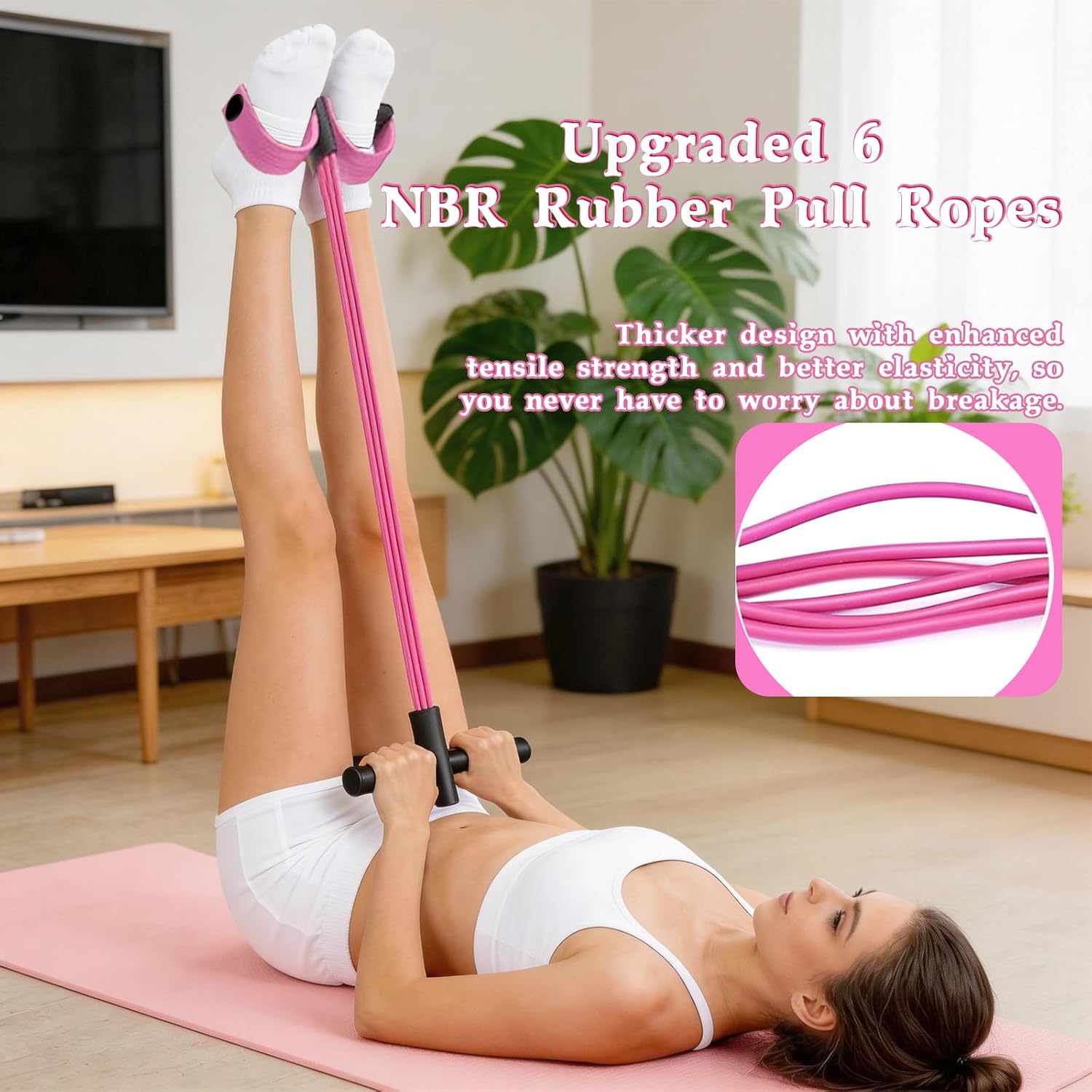 Skiennix Pedal Resistance Bands - Multifunctional 6 Tube Rubber Bands for Waist, Arms, Abdomen & Legs