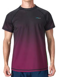 Mens Rash Guard Swim Shirt UPF 50+ Quick Dry Short Sleeve Gradient Red XXL