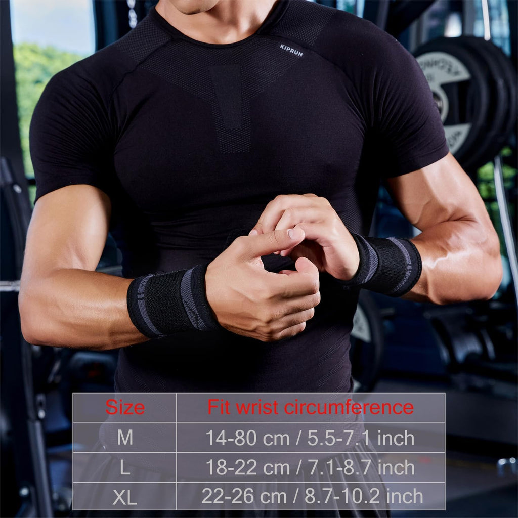YUNYILAN Wrist Brace - Compression Support Sleeves for Carpal Tunnel & Tendonitis Relief | Black, Medium (2 Pack)