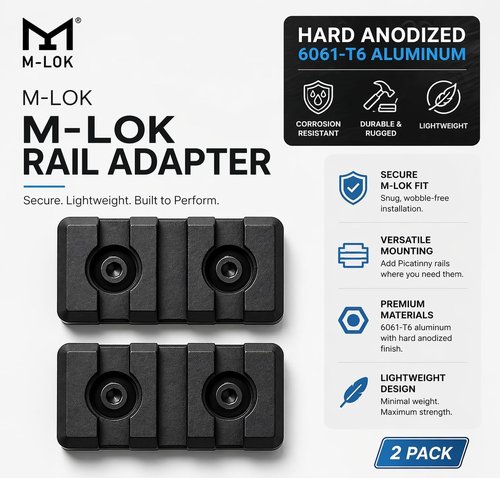 Gotical 9 Slots Picatinny Rail Section - M Lok Handguard Accessory | Set of 2, Black