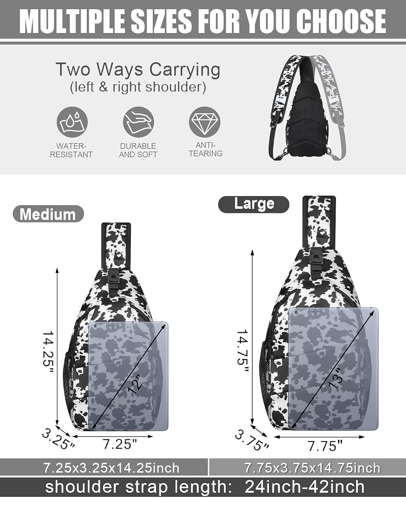 Pritent Cowprint Medium Crossbody Sling Bag with Convertible Strap