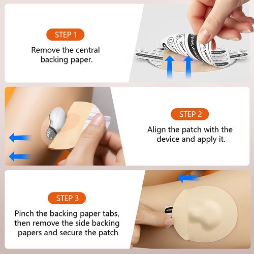 Sensor Patches for Guardian 4,Libre 3 & Lingo, G7 & Stelo, 30pcs Easy-Peel Pre Cut Backing Adhesive Patches,Waterproof and Breathable Overpatches,No Glue in Center for 14+ Days (Nude)