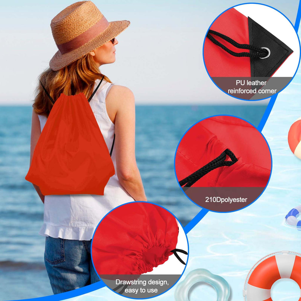 PLULON 2Pcs Drawstring Bags Bulk, Drawstring Backpack Pink Red String Backpack Cinch Sack Sport Gym Backpack Bags for Yoga Traveling Outdoor Sports