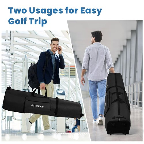 FINCHLEY Soft-Sided Golf Travel Bag for Airlines - Foldable Golf Club Travel Case with Wheels, Black