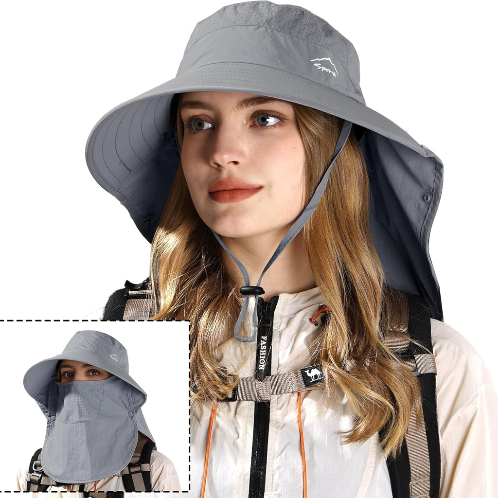 Rosoz Sun Hat - UPF 50+ Wide Brim Fishing Hat with Detachable Face Cover for Outdoor Protection