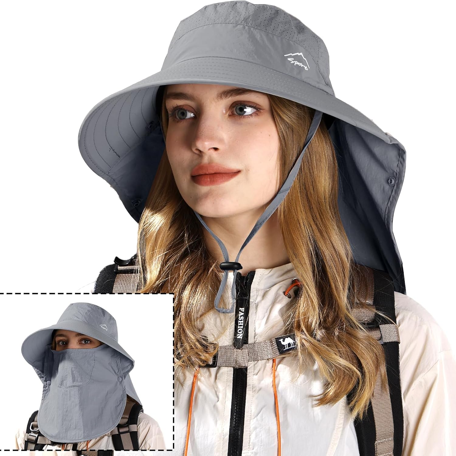 Rosoz Sun Hat - UPF 50+ Wide Brim Fishing Hat with Detachable Face Cover for Outdoor Protection