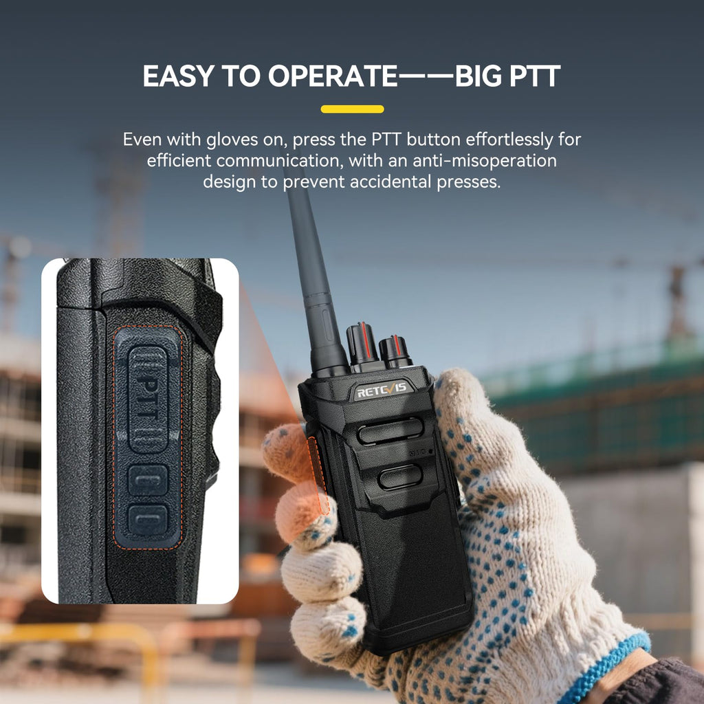 Retevis RT48 IP67 Waterproof Walkie Talkies,Heavy Duty 2 Way Radio,Rechargeable Professional/Business Two Way Radio,1200mAh Battery,VOX,SOS Alarm,for Hiking School Emergency Outdoor Logistics(1 Pack)