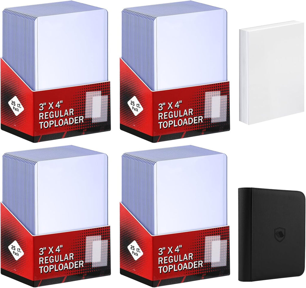 Skiennix 200 Card Sleeves - Top Loaders & Soft Sleeves Bundle | 3" x 4" Hard Plastic Protectors for Sports Trading Cards