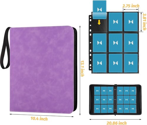 GERMUN 720 Card Binder - Premium 9 Pocket Double-Sided Album for Trading Cards | Light Purple