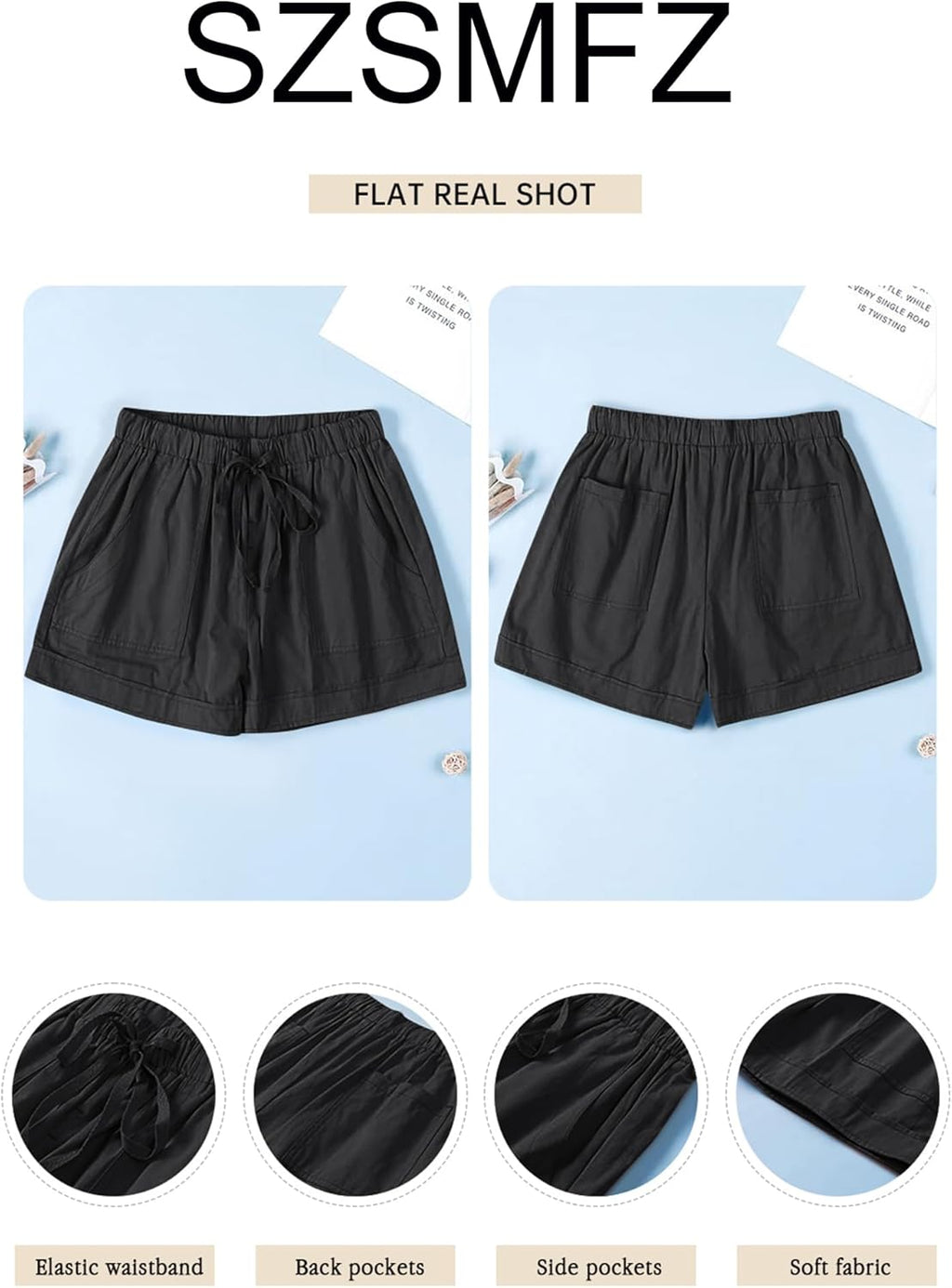 Skiennix Women's Lightweight Athletic Shorts - Comfy Elastic Waist Drawstring Design with Pockets