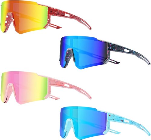 DF DUALFERV Kids Sunglasses - 4 Pack Youth Sports Shades with UV400 Protection | Lightweight Anti-Scratch Design