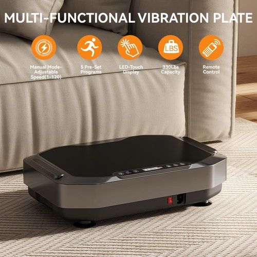 Fairgom Vibration Plate Exercise Machine with LED Display, Fitness Vibrating Lymphatic Drainage Full Body Workout Shaker for Weight Loss, Vibrate Fitness Platform with Cool Lights