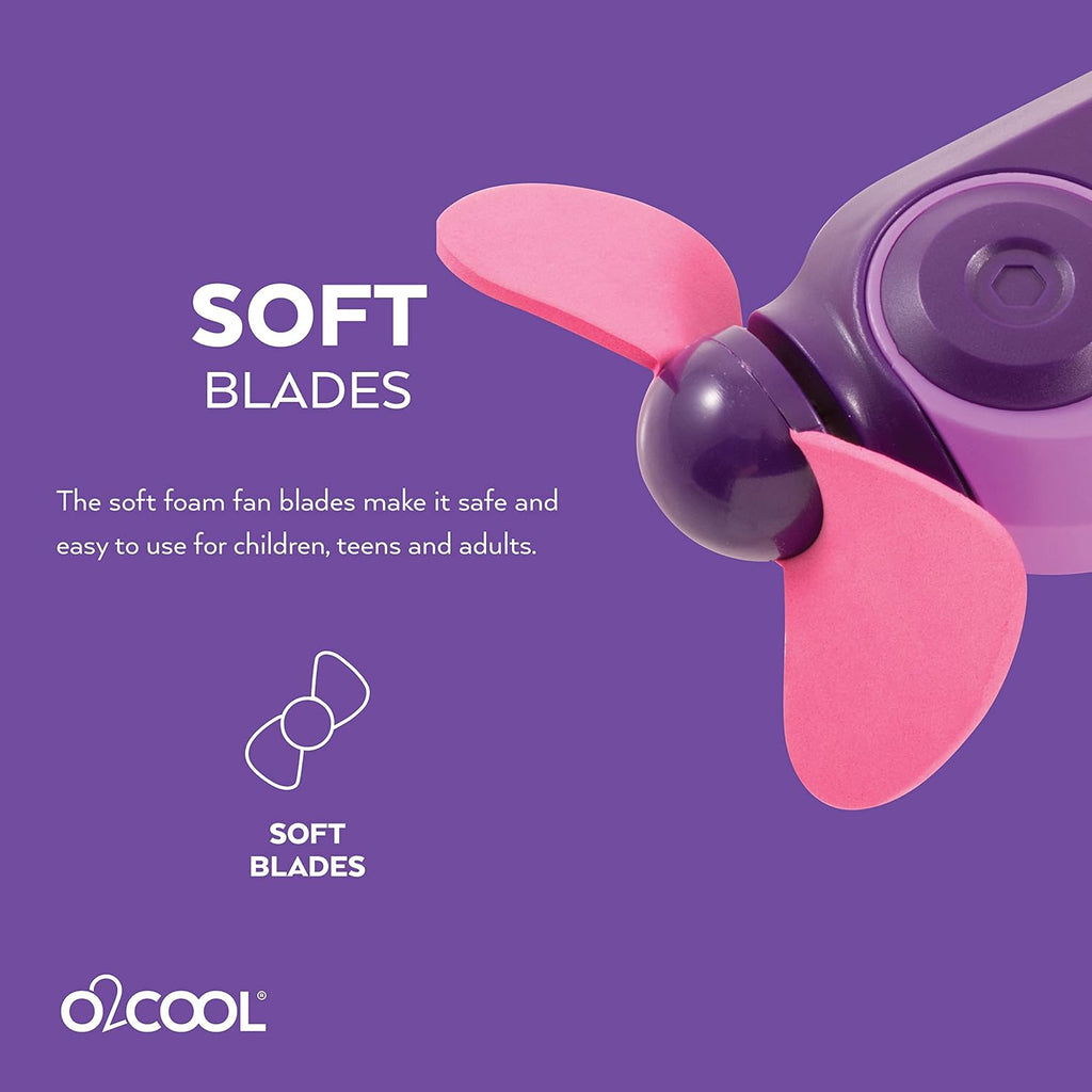 O2COOL Keychain Sport Misting Fan - Portable Battery-Powered Handheld Fan with Carabiner Clip | Purple
