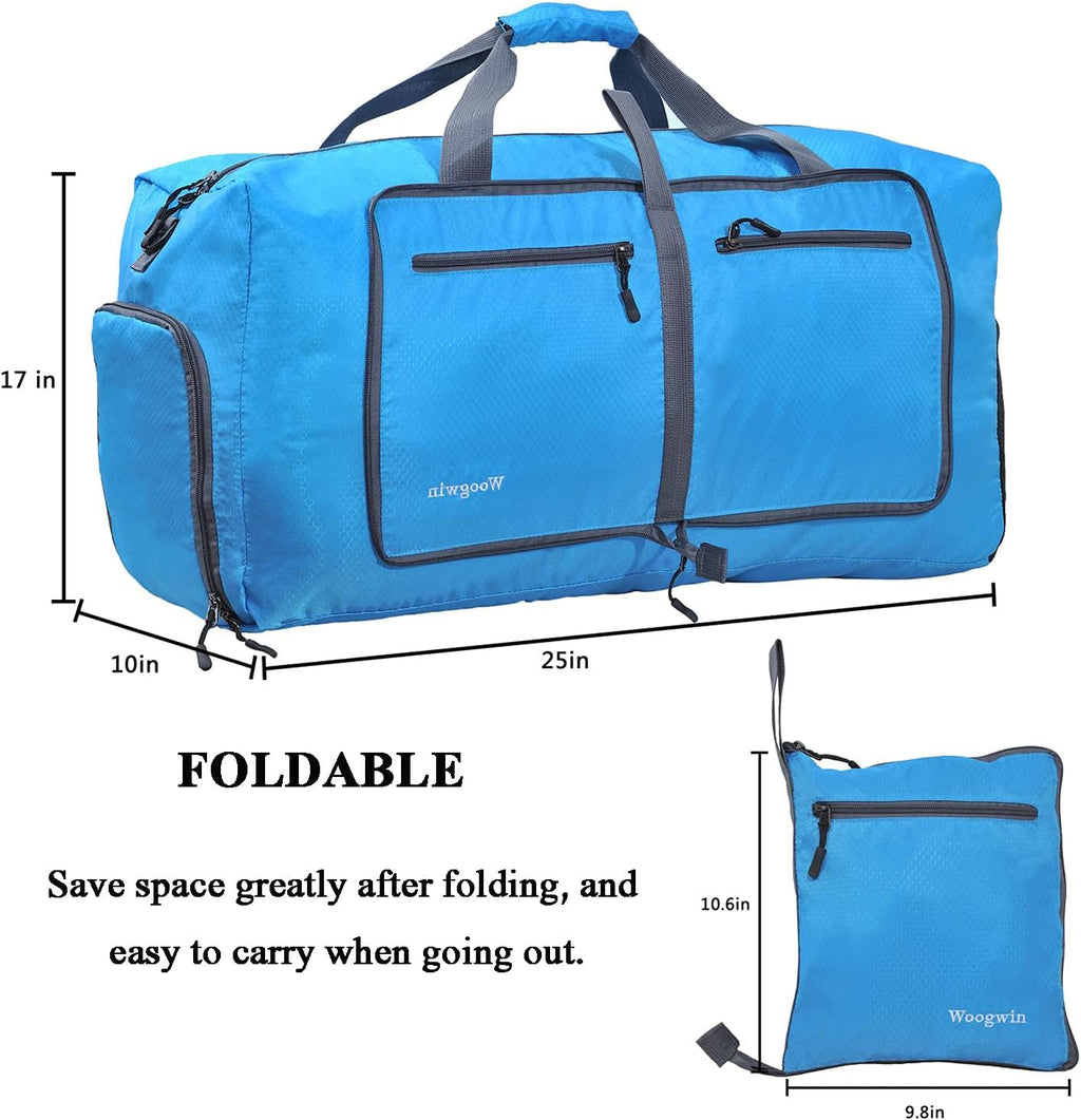 Woogwin Travel Duffel Bag - Large Waterproof & Foldable Overnight Bag for Gym, Beach, Pool