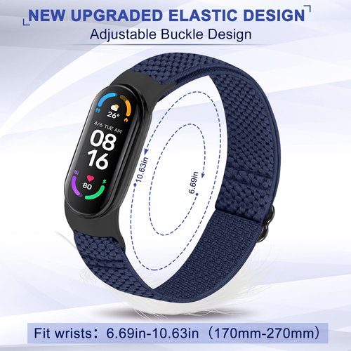 TumpCez Solo Loop Elastic Band Compatible With Xiaomi Mi Band 7 6 5 4 3/Amazfit Band 5 Straps, Adjustable Nylon Sport Replacement Wrist Strap for Women Men
