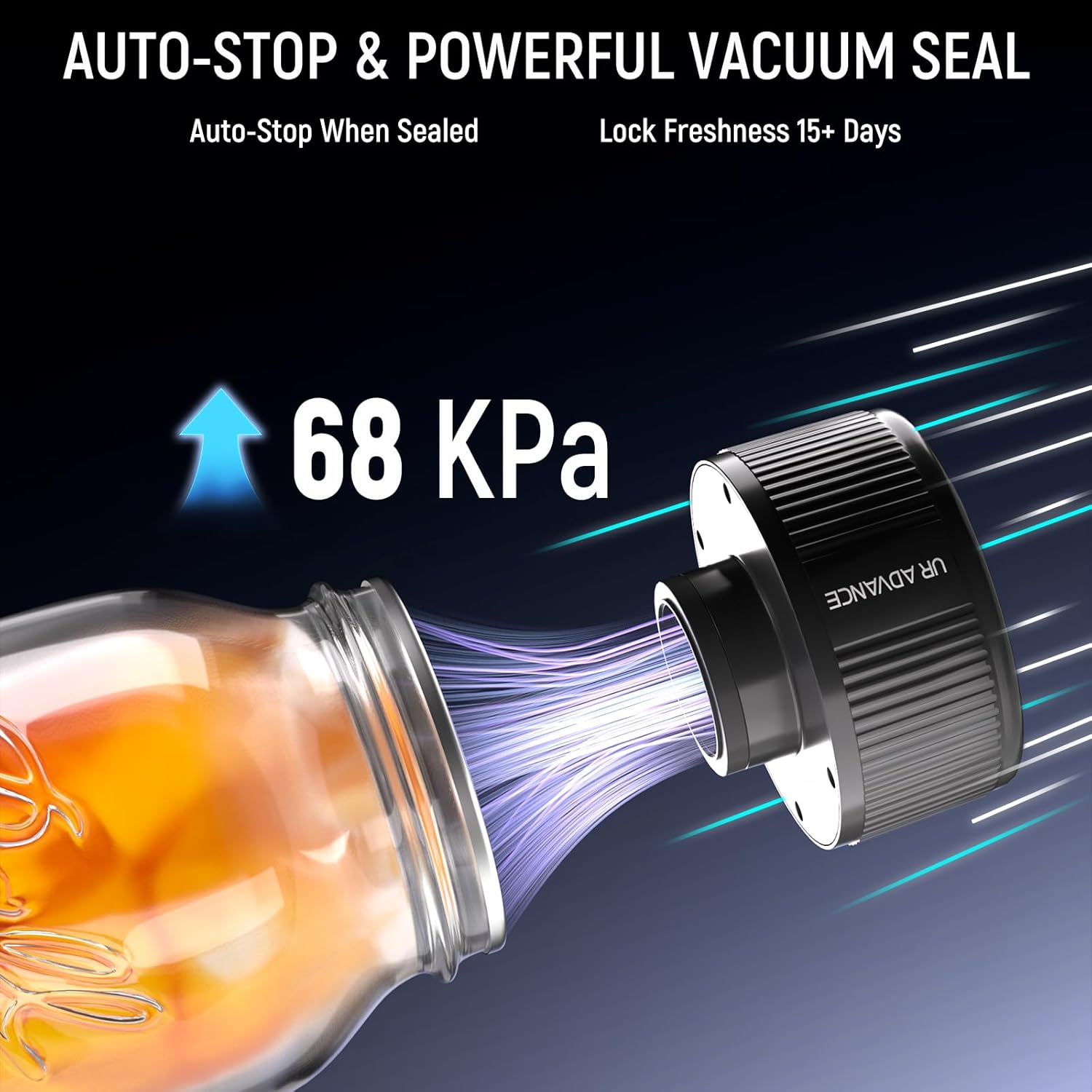Skiennix 3-in-1 Electric Mason Jar Vacuum Sealer Kit - Auto-Stop, One-Handed Operation, 4-Hour Battery Life for Food Storage