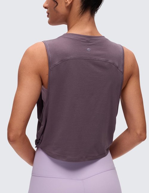 CRZ YOGA Pima Cotton Tank Tops for Women - Loose Fit Sleeveless Workout Shirts | Perfect for Yoga & Gym