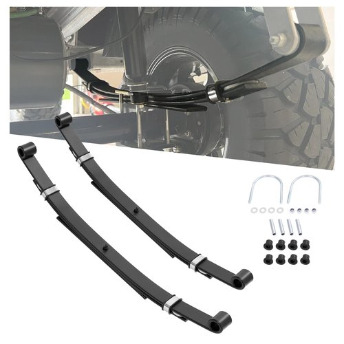 KUAFU Rear Leaf Springs Compatible With Club Car DS Golf Cart 1981-Up Heavy Duty 3 Leafs with Bushings and Sleeves/Set of 2