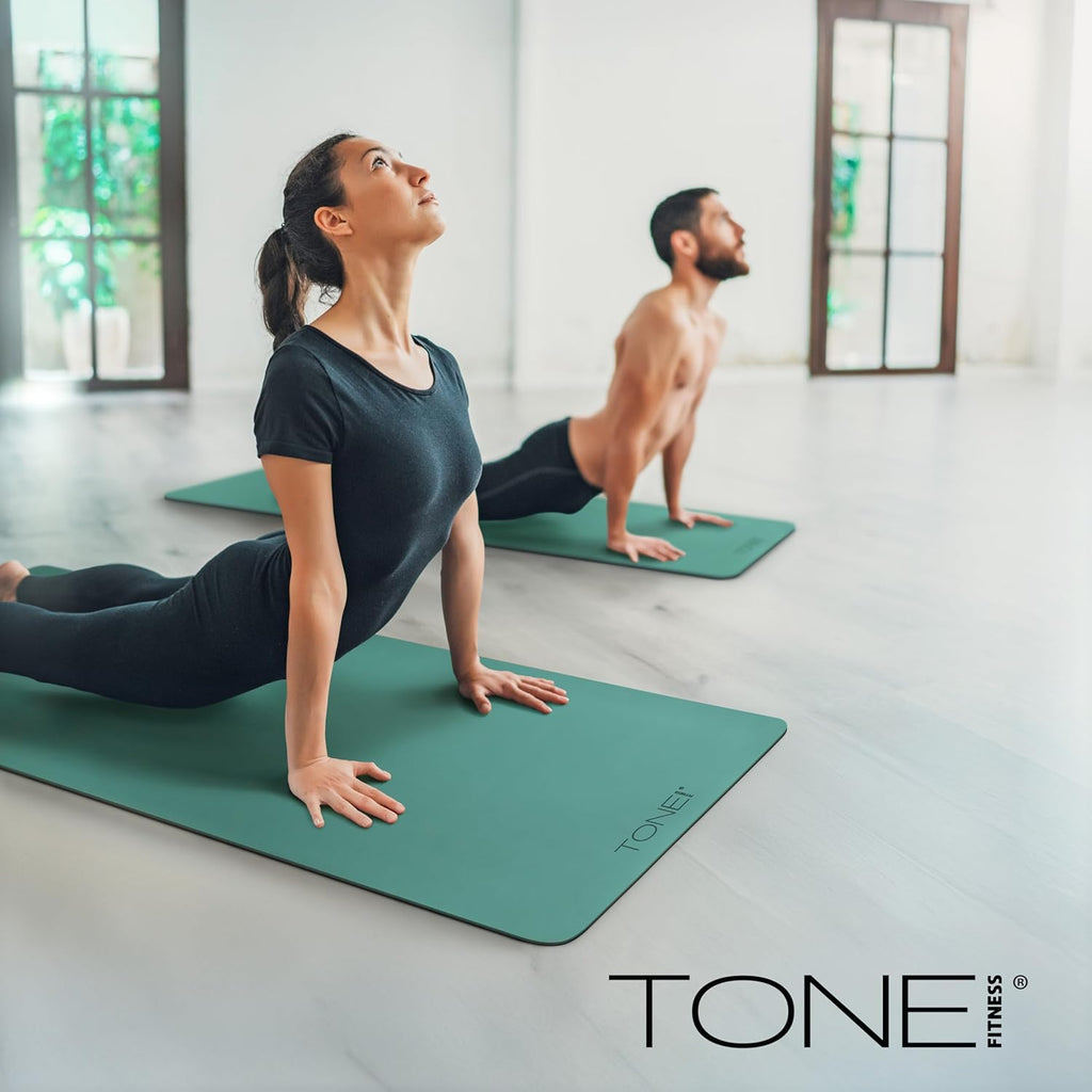 TONE Fitness Yoga Mat - 1/4" Thick Non-Slip Exercise & Pilates Mat with Carrying Strap | Multiple Colors Available