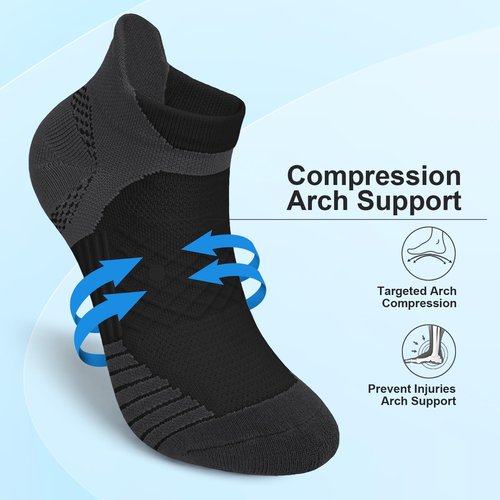 Iseasoo Ankle Compression Socks (6 Pairs) – Support for Men & Women – Low Cut Sock for Running, Sports & Circulation(L/XL)