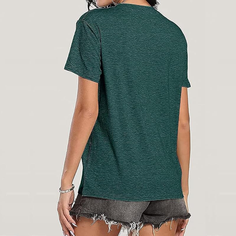 Women’s Mountain Adventure Begins Graphic Tee – Camping Hiking Shirt, Green, Large