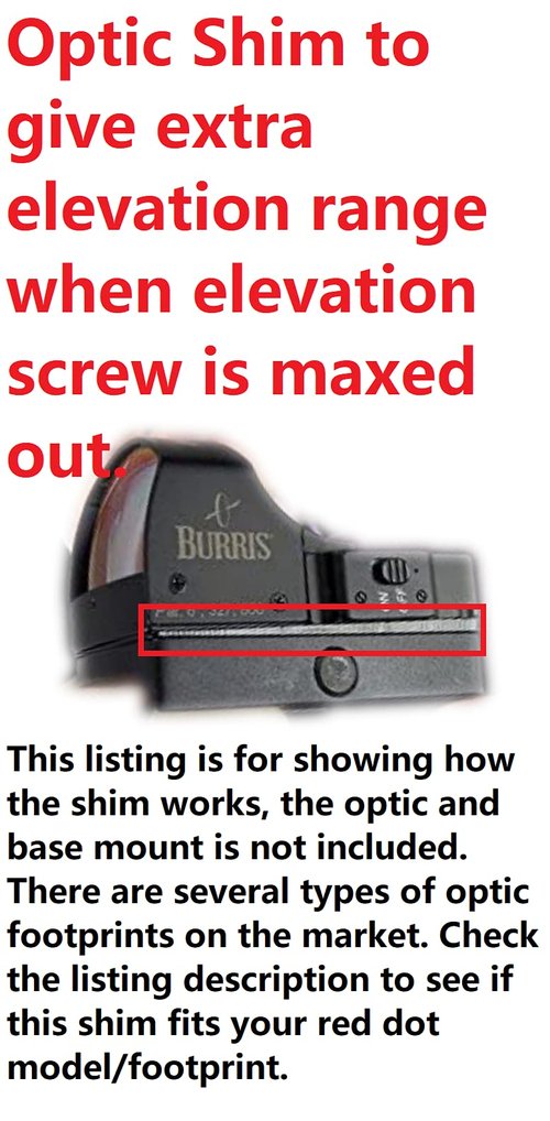 ADE Optics 1 Degree Shims Elevation Shim to give Extra Adjustment Range for Trijicon RMR, Holosun 407C/507C/508T, NcStar VISM FlipDot Pro, Riton X3 Tactix PRD, Vector Optics Frenzy 1x22x26 Red Dot