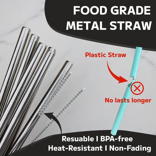 MIMORE Metal Straws for Owala - 6 PCS Stainless Steel Replacement Straws | Reusable & Dishwasher Safe