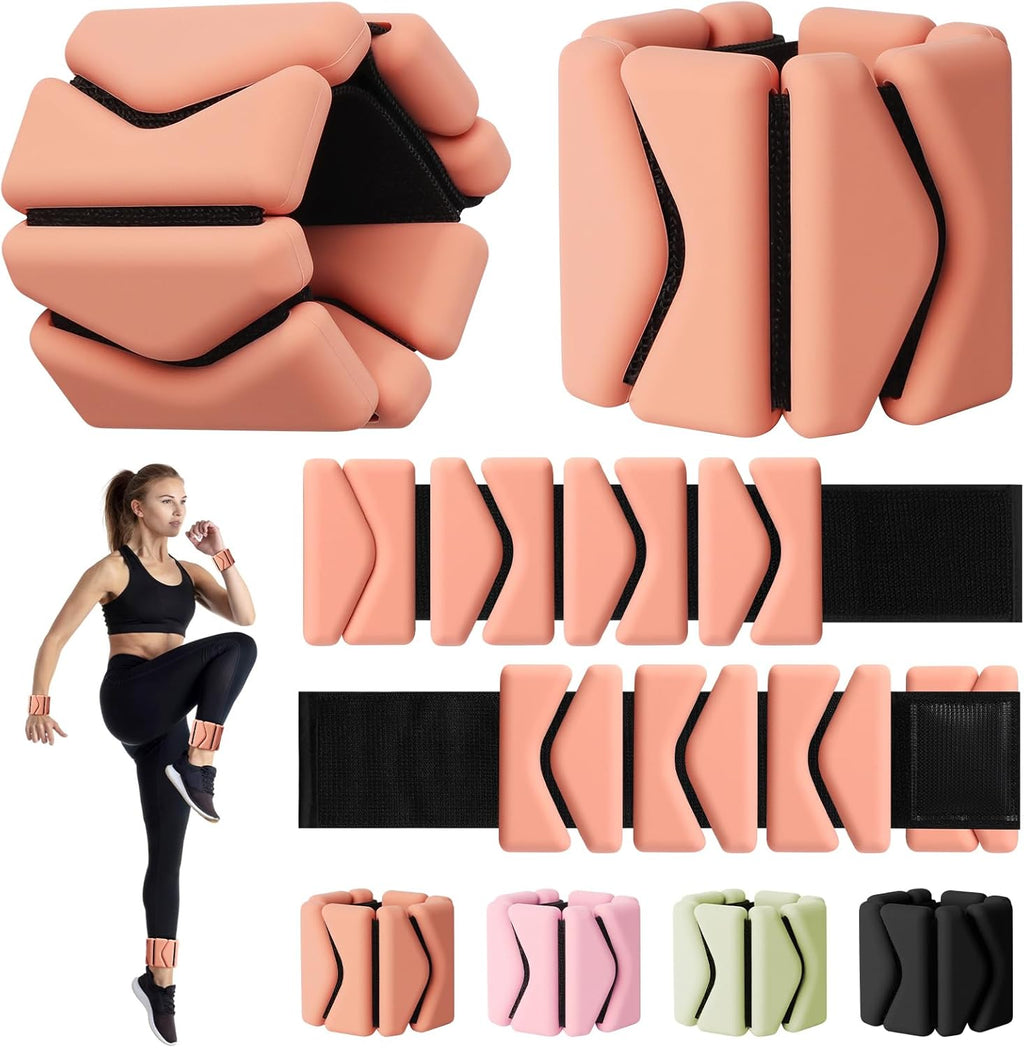 Skiennix Adjustable Wrist Weights - 2LB Wearable Silicone Bangles for Yoga, Pilates & Home Gym | Set of 2