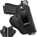 Skiennix Leather Universal Pistol Holster - IWB/OWB Concealed Gun Holster for Glock, Taurus, Sig, Springfield | Fits Most 9mm Pistols