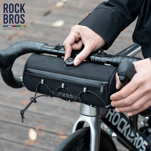 ROCKBROS ROAD TO SKY Bike Handlebar Bag Bicycle Front Bag Bag Storage Bag Lightweight & Sturdy Bicycle Handlebar bag for Road Mountain Bike 2L,Black