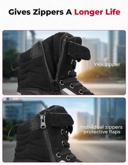 KEMIMOTO Motorcycle Boots - High Top Protective Gear with Thick Heel | Anti-Slip Microfiber Leather for Men