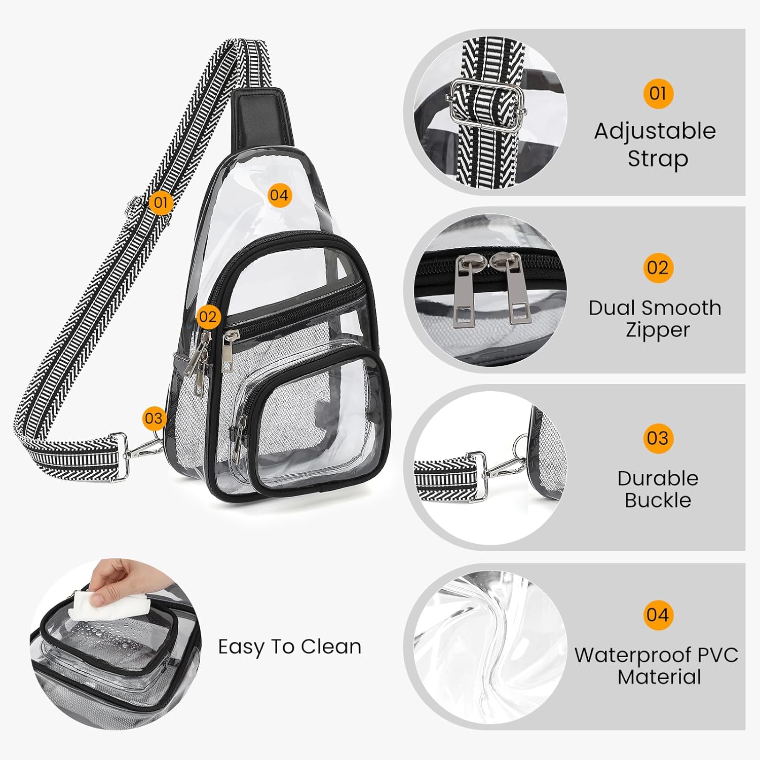 Sisipoet Clear Stadium Bag - Versatile Crossbody Concert Fanny Pack for Men & Women | Transparent Design