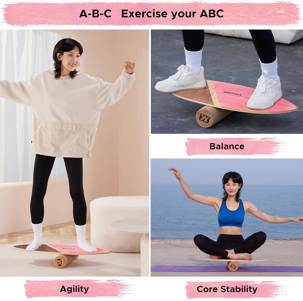 XCMAN Balance Board Trainer - Wooden Surf & Stability Trainer with Non-Slip Surface | Ideal for All Ages