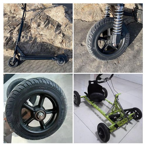 Electric Scooter 200x50 Solid Tire & Plastic Hub 8"x2" Solid Tyre Tubeless Tire with 10mm Bearing Explosion Proof for Electric Scooter Balance Bike Toddler Bike Strollers