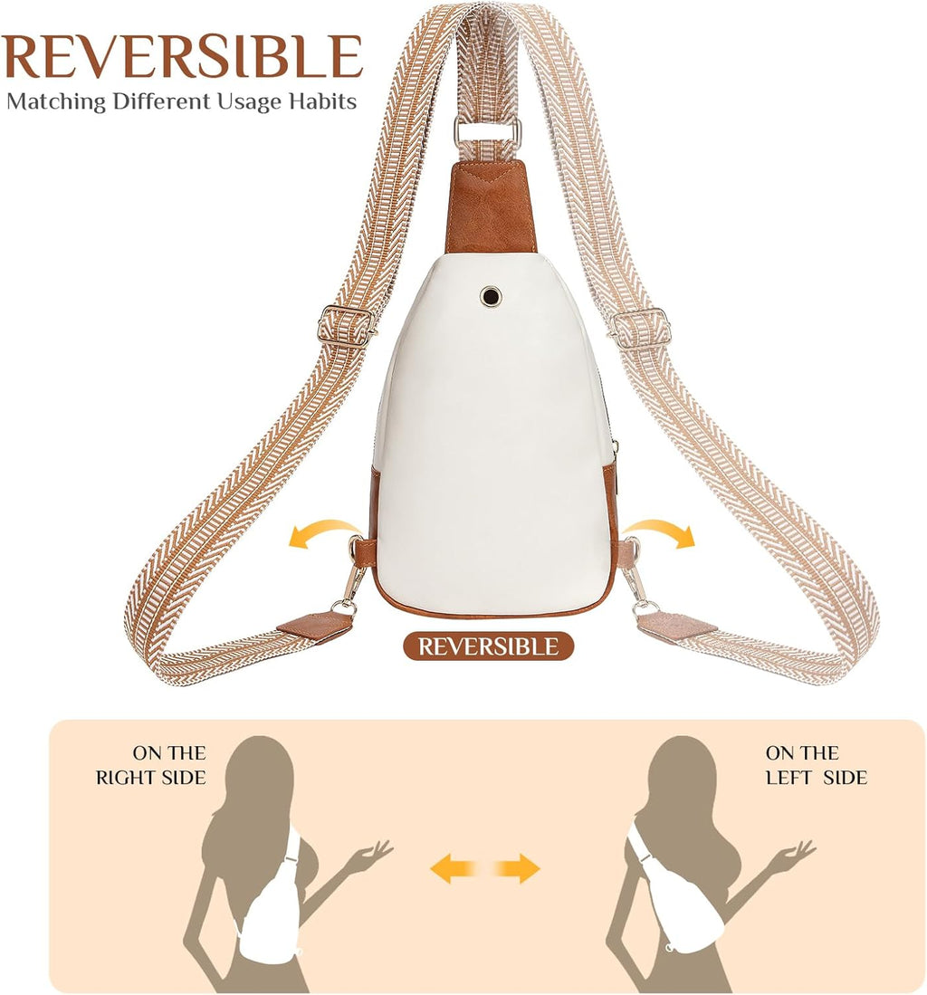Skiennix Small Leather Sling Bag - Stylish Crossbody Backpack Purse for Women | Versatile Design