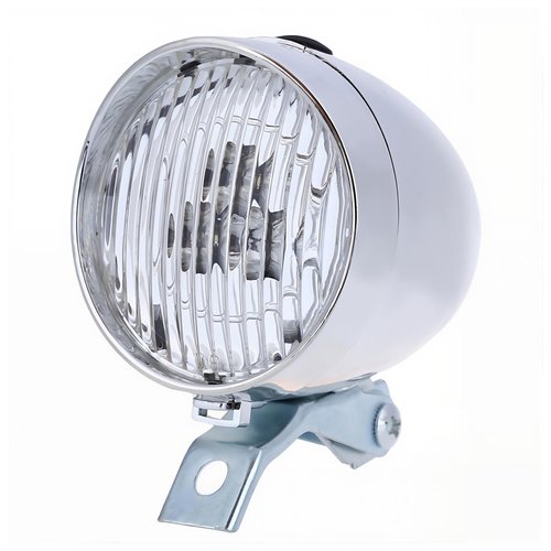 Vintage Bicycle Front Light, Retro Fog Front Lights Bike Head Lamp 3 LED Headlight Vintage Retro Bicycle Light Lamp with Bracket for Night Riding (Sliver)