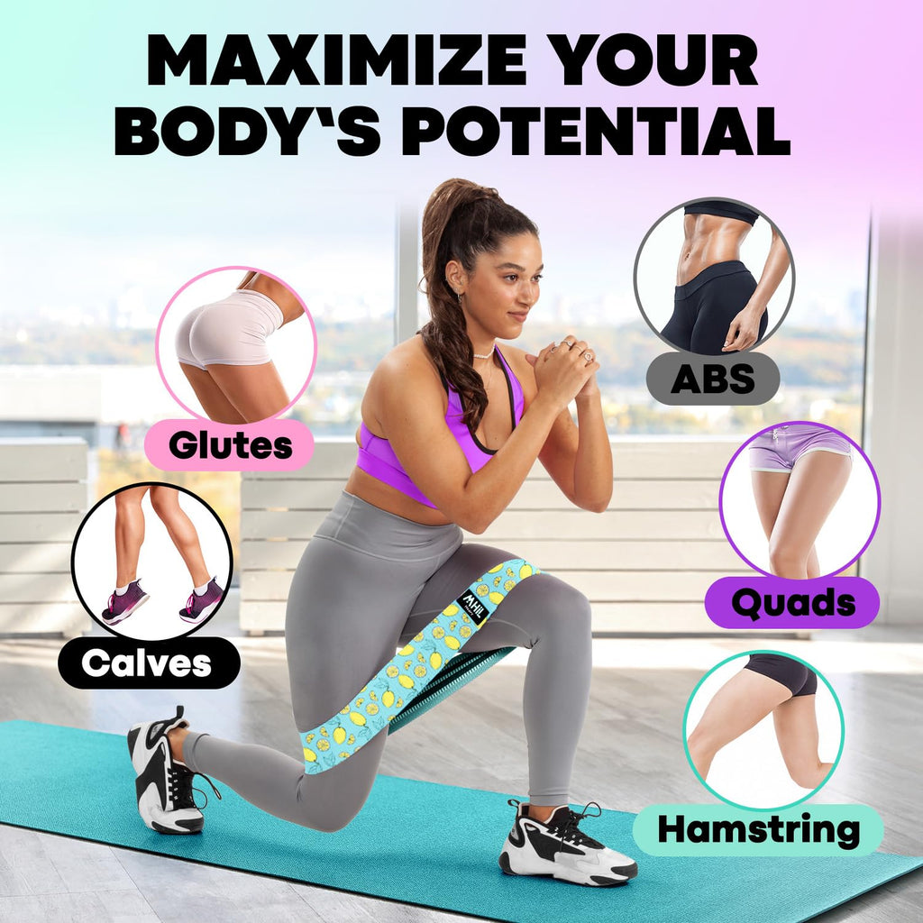 Fabric Resistance Bands for Working Out – 4 Durable Exercise Bands for Women & Men, Non-Slip & Non-Pinching Workout Bands – Multiple Resistance Levels Booty Bands for Legs Butt Glutes Hips Abs & More