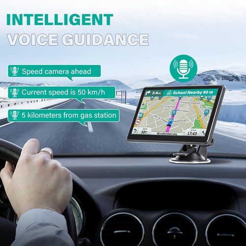 GPS Navigator for Car Truck RV, 7 Inch Touch Screen GPS for Car with 2026 Maps Free Lifetime Updates, Voice Turn-by-Turn Guidance, Speed Limit & Red Light Camera Alerts, Custom Truck Routing