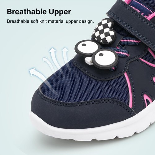 Stelle Girls Sneakers Kids Tennis Shoes with Non-Slip Sole Lightweight Breathable Athletic Sports Running Shoes for Toddler/Little Kid/Big Kid(Navy,13ML)