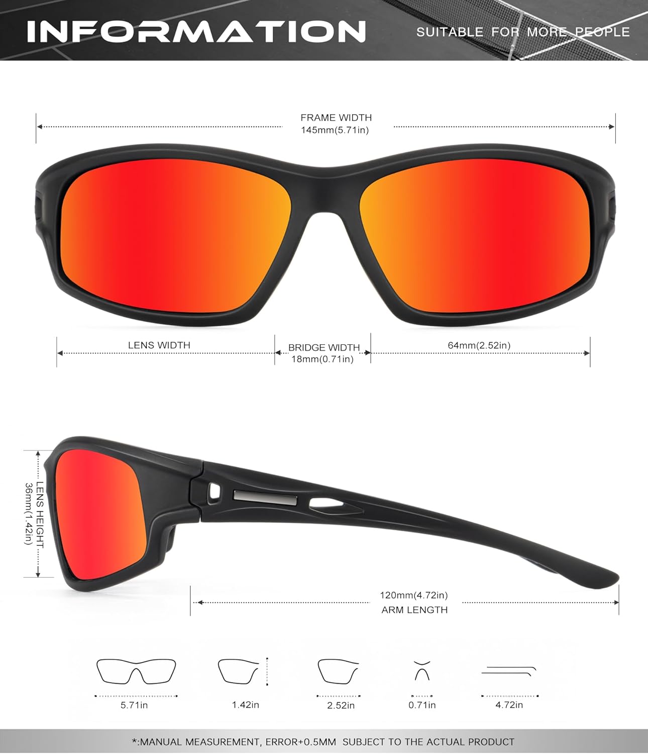 Polarized Sunglasses | UV400 Protection for Men & Women - Ideal for Fishing, Running, Driving