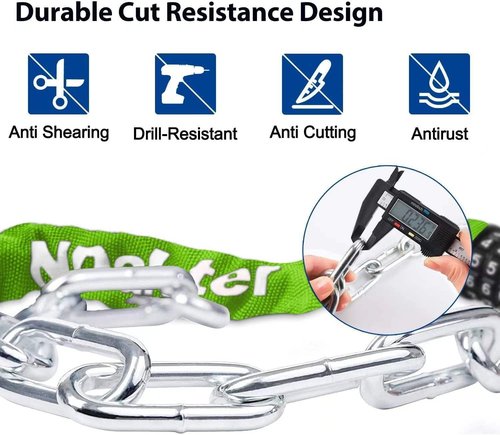 NDakter Heavy-Duty Bike Lock - 5-Digit Combination Anti-Theft Chain Lock | 2.62 to 6 Ft Length, High Security